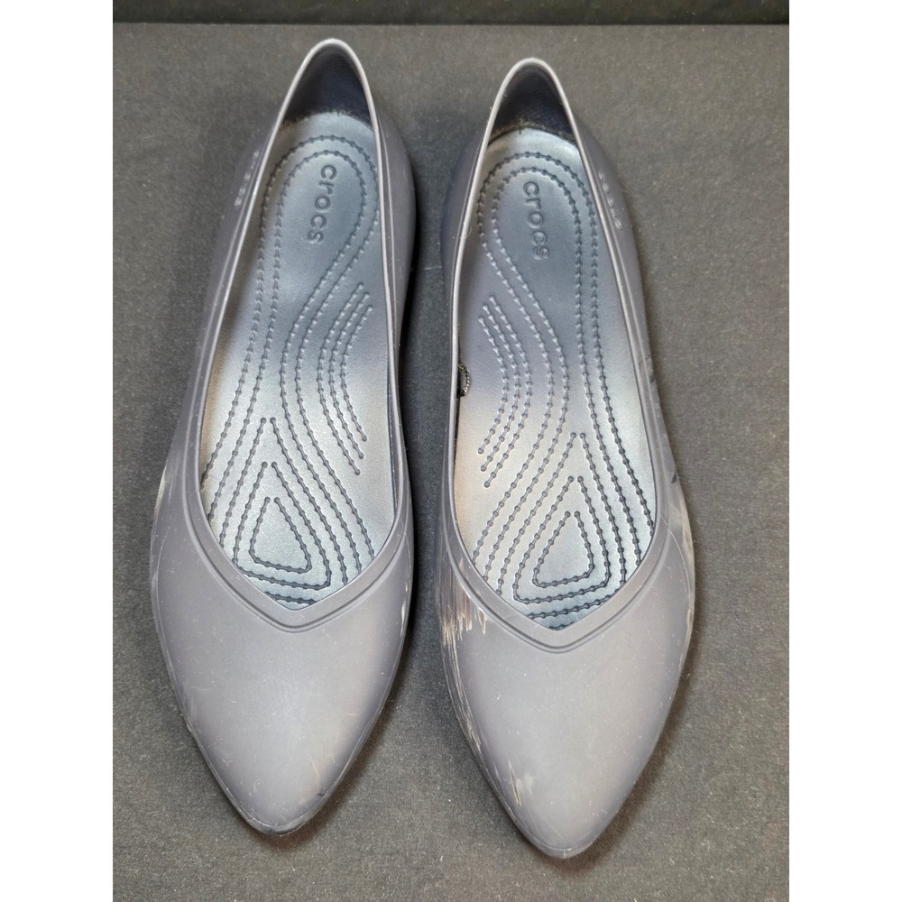 Crocs Rio Flat Black Pointed Toe Slip On‎ Comfort Shoes Womens Size 8